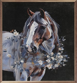 Blue Floral On Horse